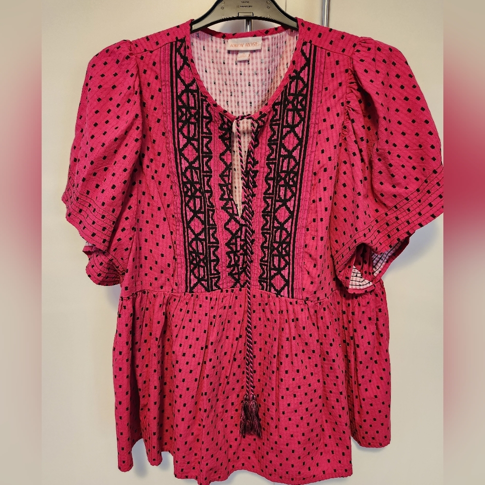 Pink flutter sleeve top size M